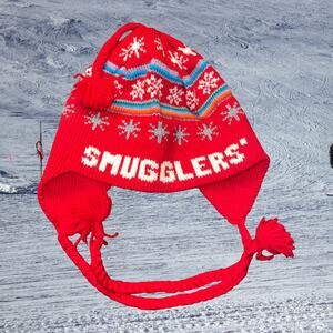 Green Mountain Designs Smugglers Notch VT 100% Wool Earflap Beanie Hat Vintage